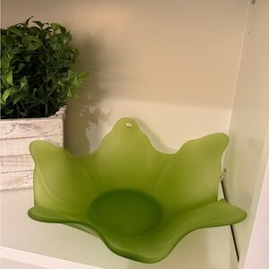 Westmoreland Centerpiece/Console Bowl Green Satin Mist Lotus Pattern 11" Vintage